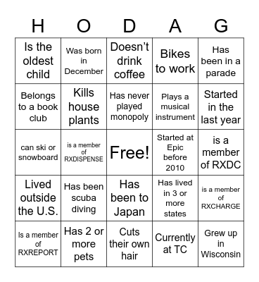Get To Know a Hodag Bingo Card