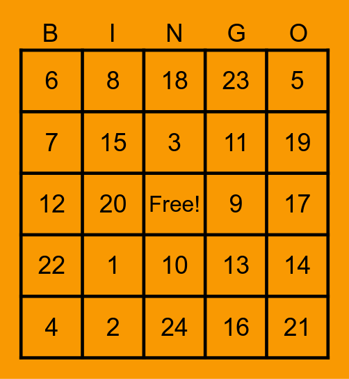 GRADE 1 THANKSGIVING BINGO Card
