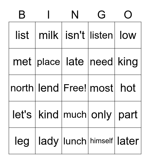 second-grade-snap-words-bingo-card