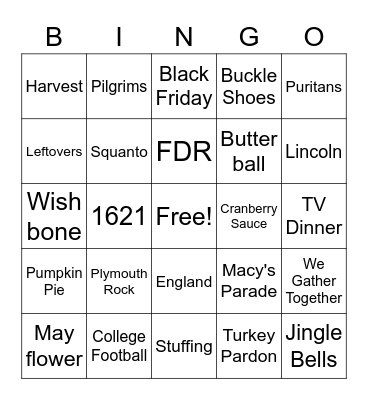 THANKSGIVING BINGO Card