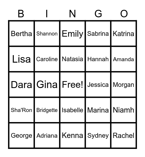 G-Unit Bingo Card