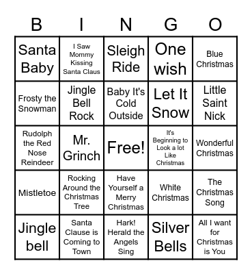 Christmas Bingo #1 Bingo Card