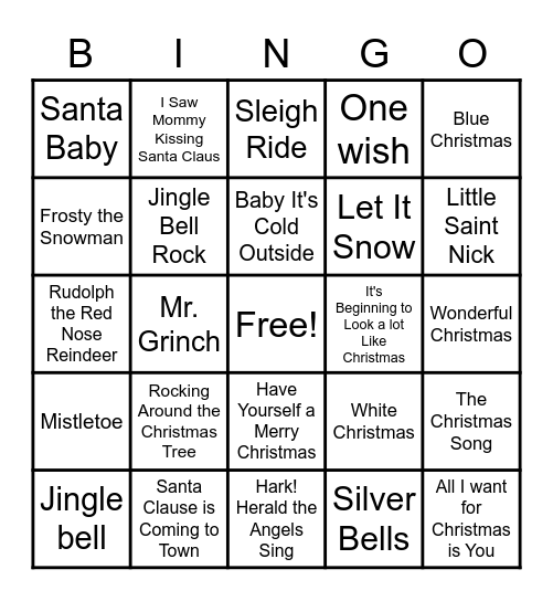 Christmas Bingo #1 Bingo Card