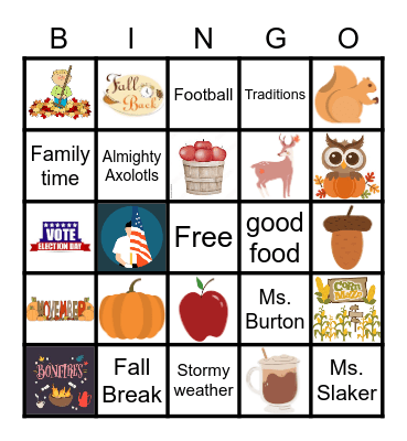 6A Fall Bingo Card