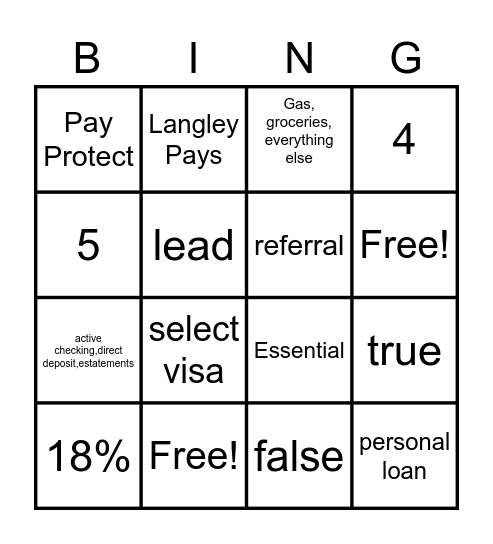 LANGLEY BINGO Card