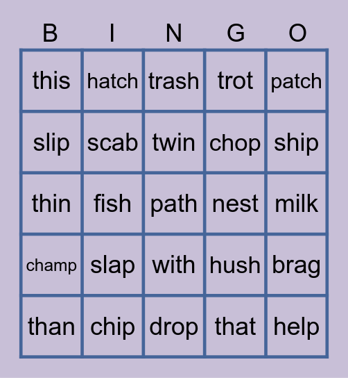 Blast off lesson 4/5/6 Bingo Card