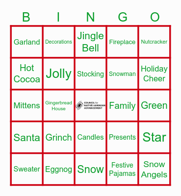 Holiday Bingo Card