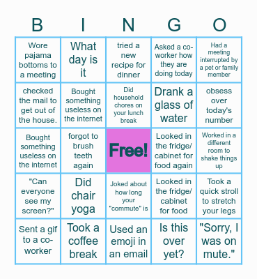 WFH Bingo Card