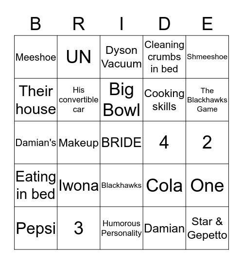 Iwona & Damian Fidowski Bingo Card
