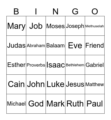 BIBLE  BINGO Card