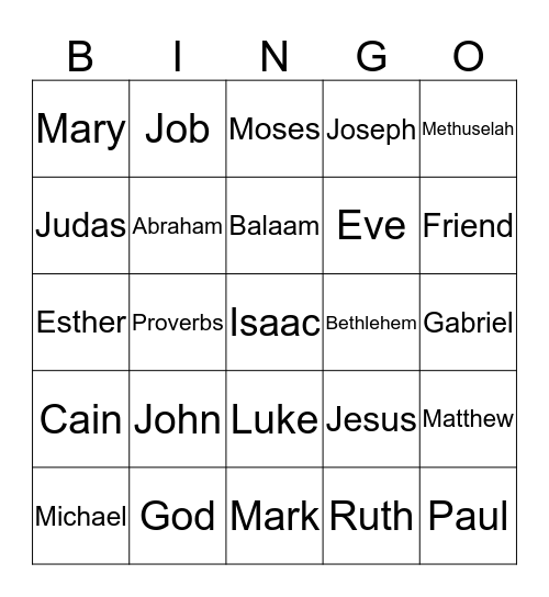 BIBLE  BINGO Card