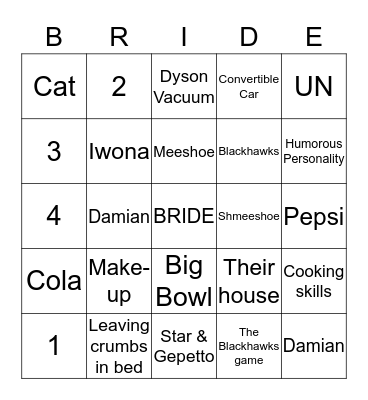 Iwona & Damian Fidowski Bingo Card