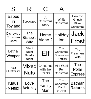 CHRISTMAS MOVIES Bingo Card