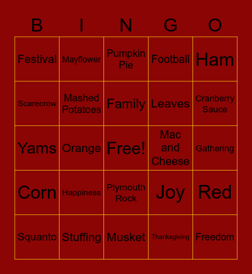 Thanksgiving Bingo Card