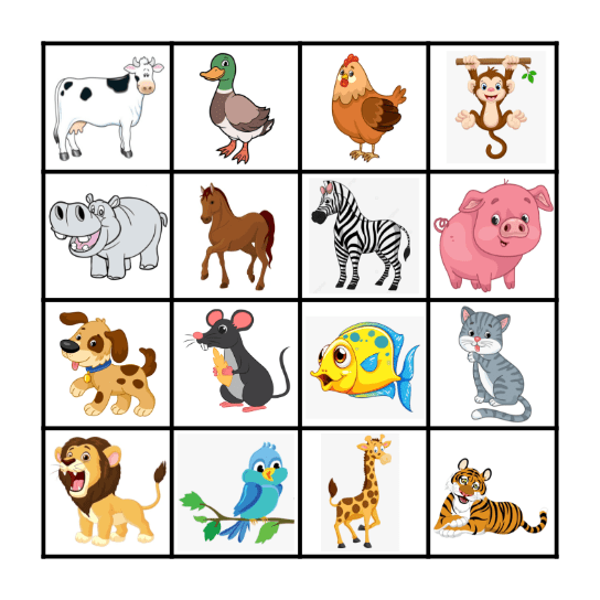 ANIMALS - Jardim A Bingo Card
