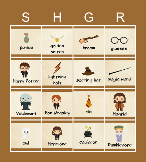 Harry Potter Bingo Card