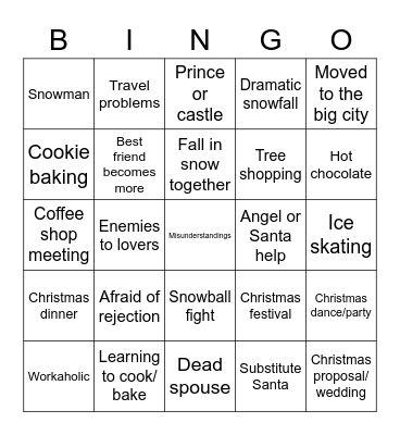 Holiday Movie Bingo Card