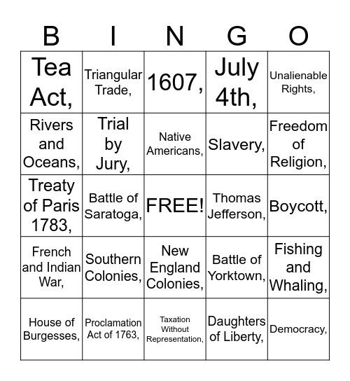 Final Exam Bingo Card