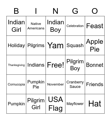 Thanksgiving Bingo Card