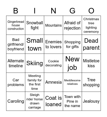 Holiday Movies Too Bingo Card