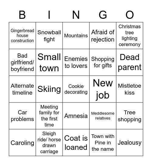 Holiday Movies Too Bingo Card