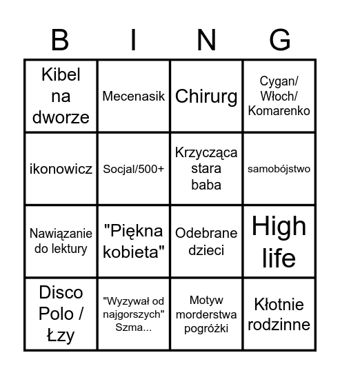 Bingo Jaworowicz! Bingo Card