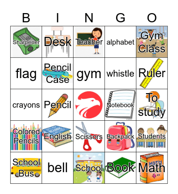 School Bingo Card