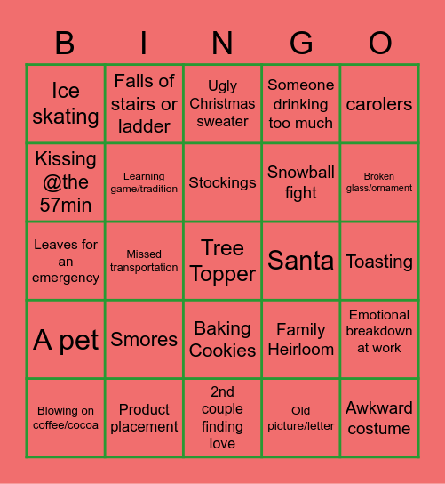 Holiday Movie Bingo Card