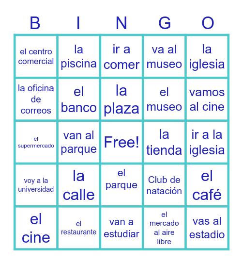 Plazas Vocab. Cap. 3 Bingo Card