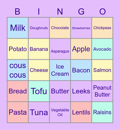 Eat Well Guide Bingo Card