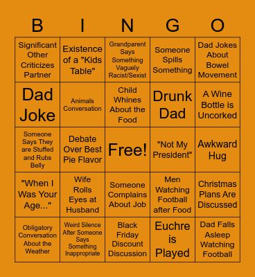 Thanksgiving Bingo Card