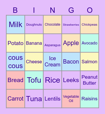Eat Well Guide Bingo Card