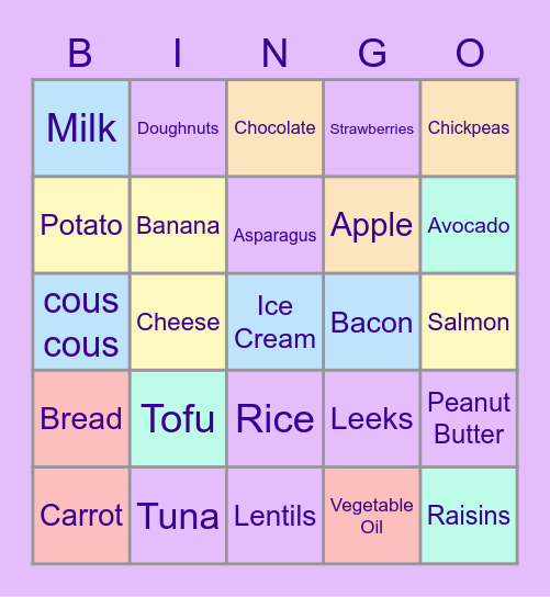Eat Well Guide Bingo Card