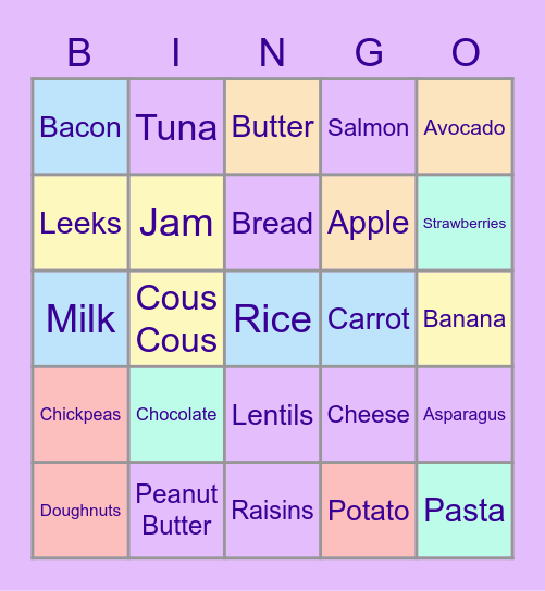 Eatwell Bingo Card