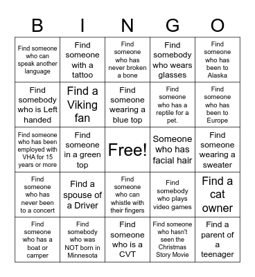 VHA Bingo Card