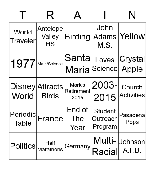 Mark Hays the Science Guy Bingo Card