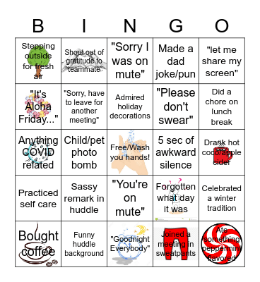 Winter/WFH Bingo Card