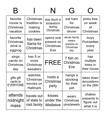 Christmas Bingo Card