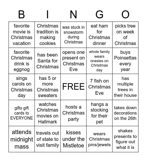 Christmas Bingo Card