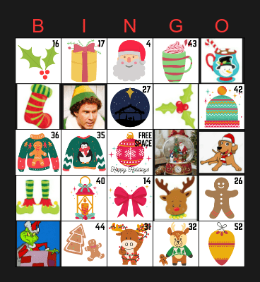 Holiday Bingo Card