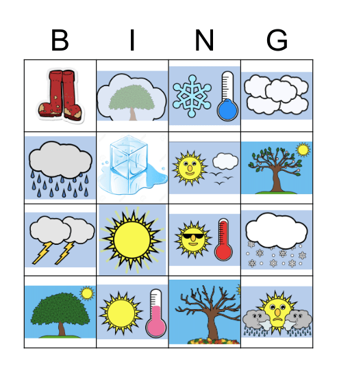 La météo - weather Bingo Card