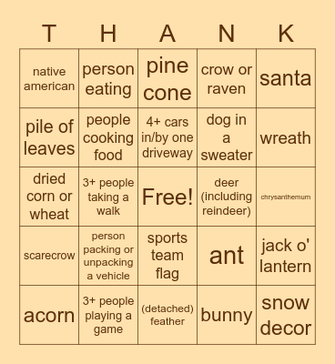 Thanksgiving Scavenger Hunt 2021! Bingo Card