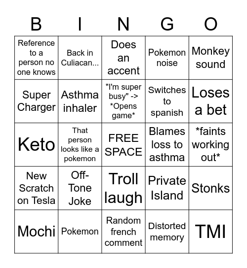 HANGING OUT WITH OSCAR BINGO Card