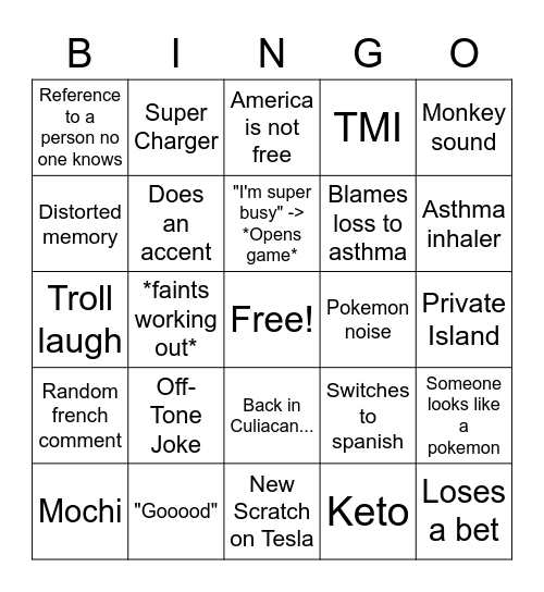 Hanging out with Oscar Bingo Card