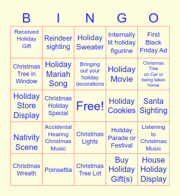 Premature (Pre Dec) Xmas Holiday Cheer Bingo Card