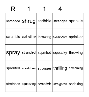 Red 114 Bingo Card