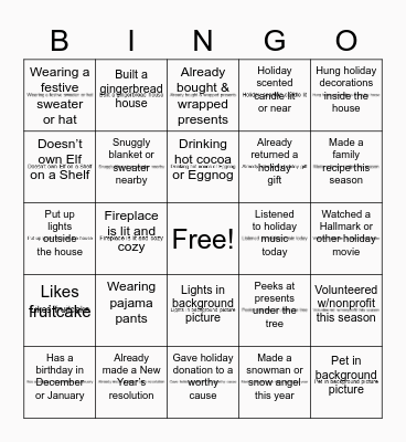 Holiday Bingo Card