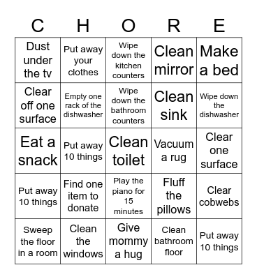 Chore BINGO Card