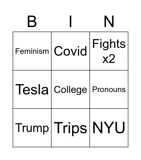 Thanksgiving Bingo Card