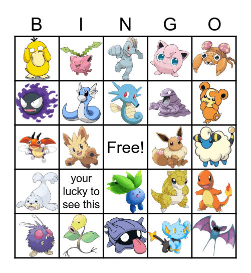 Pokemon Bingo Card